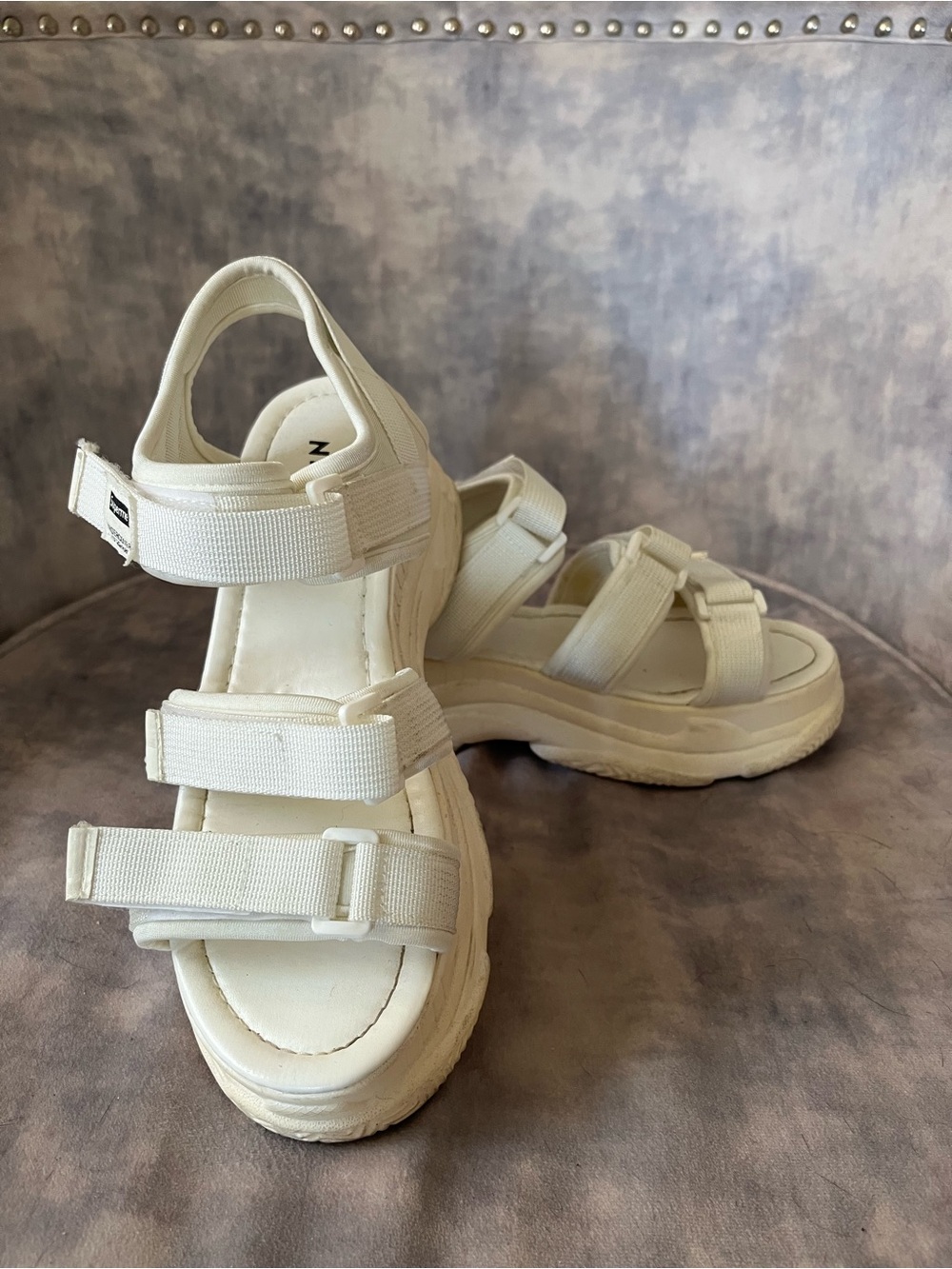Chunky White Y2K Strappy Platform Sandals